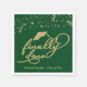 Letzte Gold Script Green Graduation Party Serviette (Vorderseite)