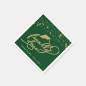 Letzte Gold Script Green Graduation Party Serviette (Ecke)
