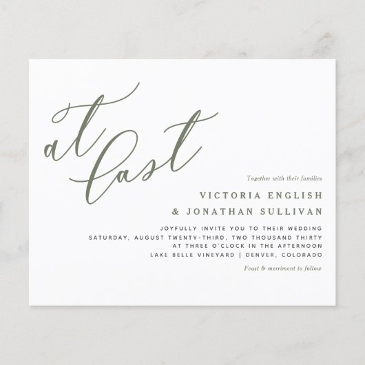 Letzte grüne, moderne Kalligrafie einladen (Vorderseite)