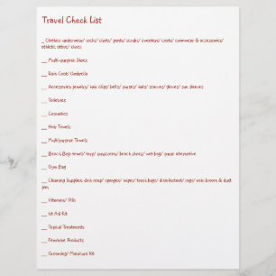 Letzte Karo-Liste für jede Art von Reise Flyer