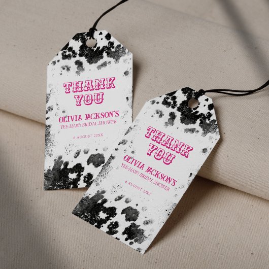 Letzte Kuh drucken Hot Pink Brautparty Geschenkanhänger