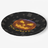 Letzte Mahlzeit Evil Pumpkin Orange Black Grey Hal Pappteller (Schrägansicht)