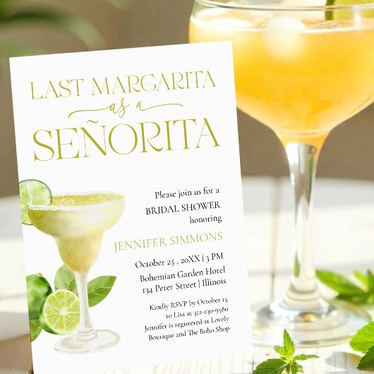 Letzte Margarita als Señorita | Lemon Brautparty Einladung