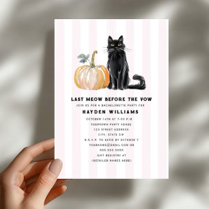 Letzte Miauen Schwarze Katze Halloween Junggeselli Einladung