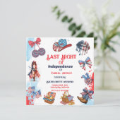 Letzte Nacht der Unabhängigkeit 4. von Bachelorett Einladung (Stehend Vorderseite)