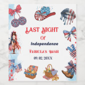 Letzte Nacht der Unabhängigkeit 4. von Bachelorett Weinetikett (Einzelnes Label)
