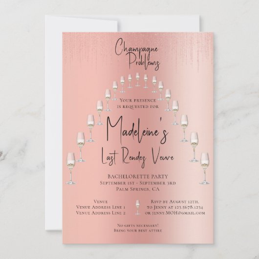 Letzte Rendez Veuve Bachelorette Wochenendreise Einladung (Vorderseite)