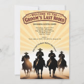 Letzte Rodeo Bachelor Party Cowboys Pferde Sunset Einladung (Vorderseite)