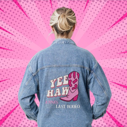 Letzte Rodeo Bachelorette Gifts Yee Haw Cowgirl Jeansjacke
