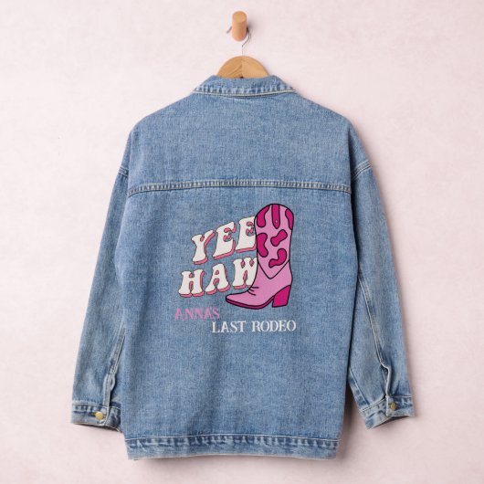 Letzte Rodeo Bachelorette Gifts Yee Haw Cowgirl Jeansjacke (Hangar)