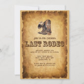 Letzte Rodeo Cowboy Bachelor Party Grunge Brown Einladung (Vorderseite)