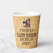 Letzte Rodeo Cowboy Grunge Brown Bachelor Party Pappbecher (Rückseite)