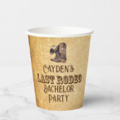 Letzte Rodeo Cowboy Grunge Brown Bachelor Party Pappbecher (Vorderseite)