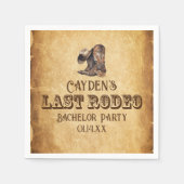 Letzte Rodeo Cowboy Grunge Brown Bachelor Party Serviette (Vorderseite)