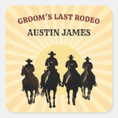 Letzte Rodeo Cowboys Sunset Groom Name Bachelor Quadratischer Aufkleber (Vorderseite)