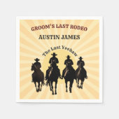 Letzte Rodeo Cowboys Sunset Groom Name Bachelor Serviette (Vorderseite)