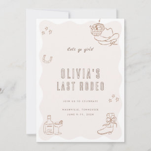 Letzte Rodeo Cowgirl Bachelorette Wochenende Einla Einladung