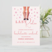 Letzte Rodeo Cowgirl Bachelorette Wochenendreise Einladung (Stehend Vorderseite)