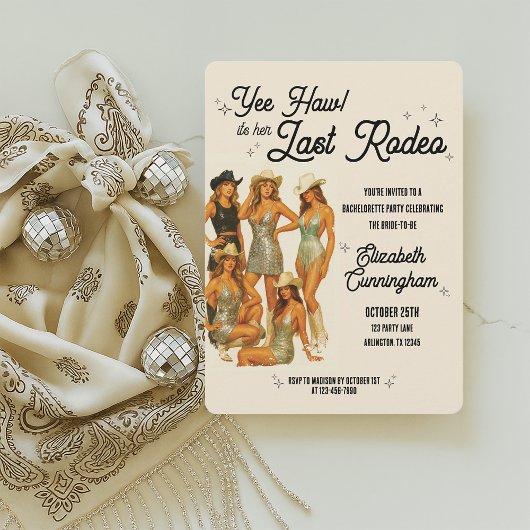 Letzte Rodeo Cowgirl Junggeselinnen-Abschied Einla Einladung