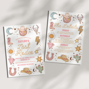 Letzte Rodeo Disco Cowgirl Bachelorette Wochenende Einladung