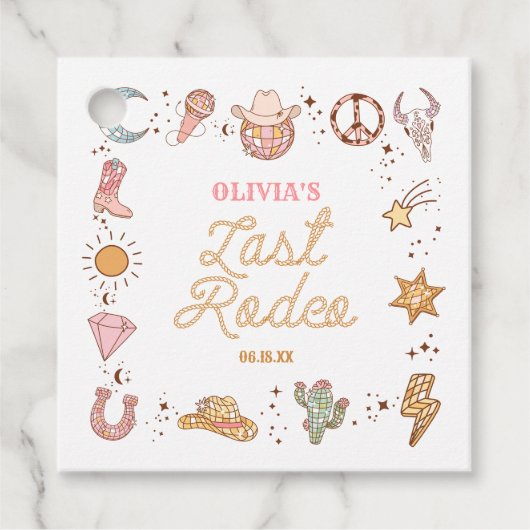 Letzte Rodeo Disco Cowgirl Bachelorette Wochenende Geschenkanhänger (Vorderseite)