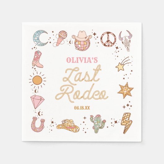Letzte Rodeo Disco Cowgirl Bachelorette Wochenende Serviette (Vorderseite)