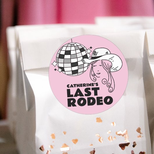 Letzte Rodeo Disco Cowgirl Junggeselinnen-Abschied Runder Aufkleber