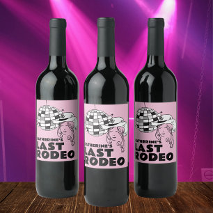 Letzte Rodeo Disco Cowgirl Junggeselinnen-Abschied Weinetikett