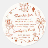 Letzte Rodeo-Disco-Cowgirl-Junggesellinnen-Abschie Runder Aufkleber (Vorderseite)