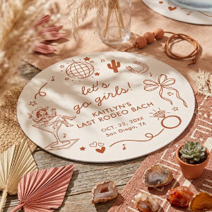 Letzte Rodeo-Disco-Cowgirl-Junggesellinnenparty Runder Pappuntersetzer