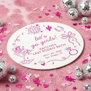 Letzte Rodeo-Disco-Cowgirl-Junggesellinnenparty Runder Pappuntersetzer