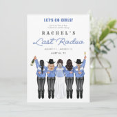 Letzte Rodeo Girls in Denim Einladung (Stehend Vorderseite)