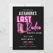 Letzte Rodeo Hot Pink Neon Cowboy Boots Bacheloret Einladung (Vorderseite)