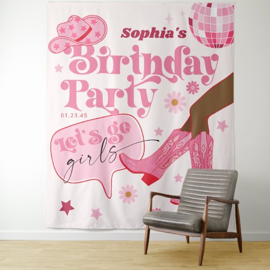 Letzte Rodeo-Junggeselinnen-Abschied-Hintergrund d Wandteppich (Beispiel)