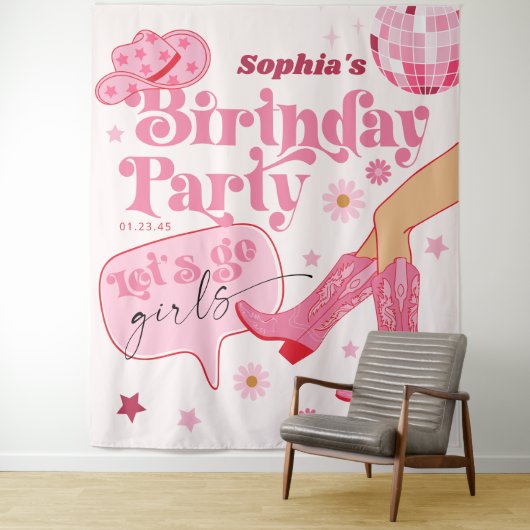 Letzte Rodeo-Junggeselinnen-Abschied-Hintergrund d Wandteppich (Beispiel)