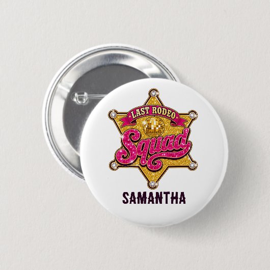 Letzte Rodeo-Mannschaft Personalisierte Disco-Cowg Button (Vorne & Hinten)