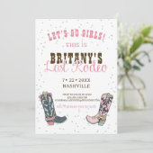 Letzte Rodeo Pink Cowgirl Bachelorette Einladung (Stehend Vorderseite)