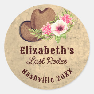 Letzte Rodeo Pink Cowgirl Junggesellinnenabschied  Runder Aufkleber