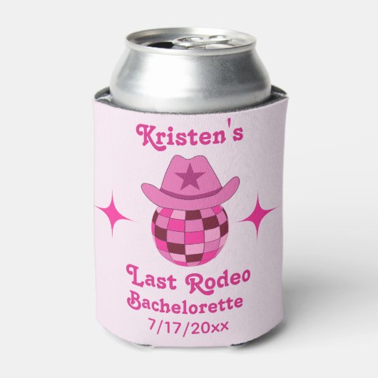 Letzte Rodeo Pink Disco Cowgirl Bachelorette Dosenkühler (Kanne Vorderseite)