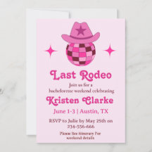 Letzte Rodeo Pink Disco Cowgirl Bachelorette