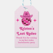 Letzte Rodeo Pink Disco Cowgirl Bachelorette Geschenkanhänger (Rückseite)