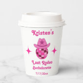 Letzte Rodeo Pink Disco Cowgirl Bachelorette Pappbecher (Rückseite)