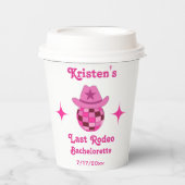Letzte Rodeo Pink Disco Cowgirl Bachelorette Pappbecher (Vorderseite)