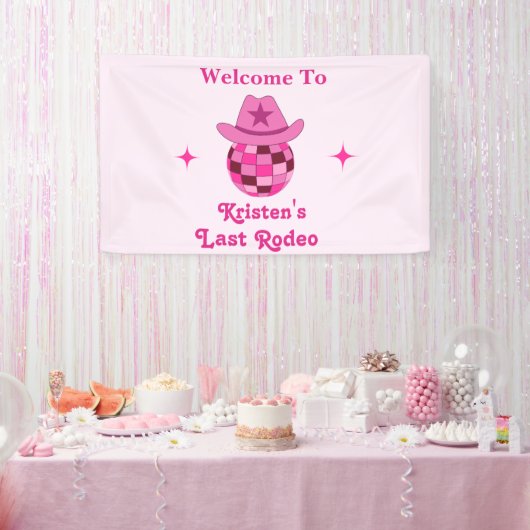 Letzte Rodeo Pink Disco Cowgirl Bachelorette Willk Banner (Party)