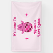 Letzte Rodeo Pink Disco Cowgirl Bachelorette Willk Banner (Vertikal)