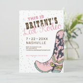 Letzte Rodeo Pink Junggeselinnen-Abschied Einladun Einladung (Stehend Vorderseite)