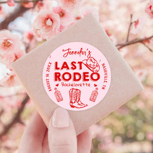 Letzte Rodeo Pink Rote Cowgirl Junggesellinnenpart Runder Aufkleber