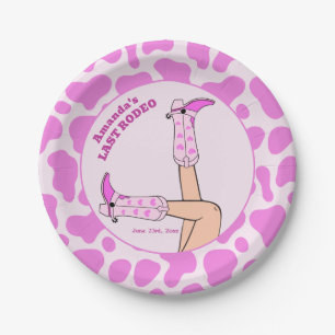 Letzte Rodeo Pinke Cowgirl Brautparty Pappteller