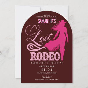 Letzte Rodeo Rosa Red Cowgirl Nash Bash Bacheloret Einladung