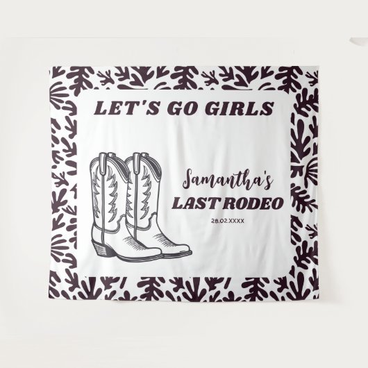Letzte Rodeo Western Cowgirl Junggeselinnen-Abschi Wandteppich (Vorderseite (Horizontal))